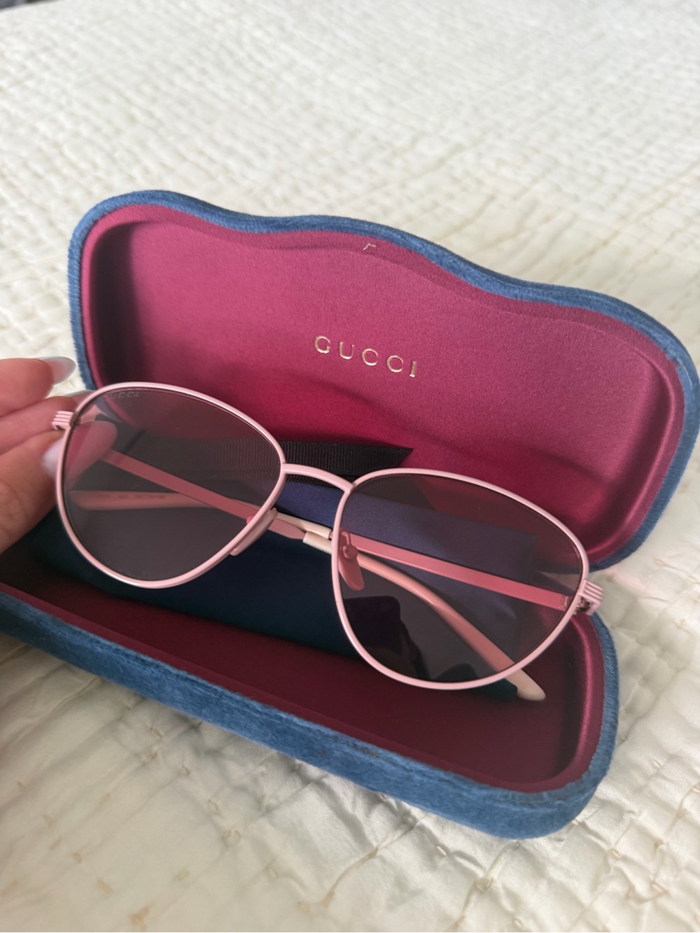 Gucci Pink Metal Sunglasses